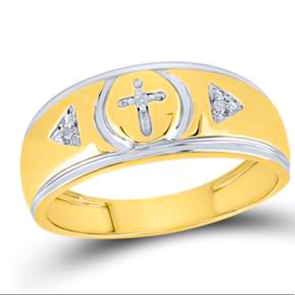 Real diamond Mens cross band. Perfect gift! NOT CZ